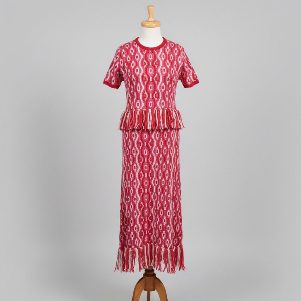 Hyacinth House red and pink print two-piece set, size M